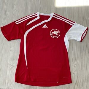 Red and White Adidas Soccer Jersey with Lucky Number Seven